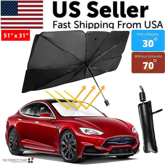 51-Inch Foldable Car Windshield Sun Shade Umbrella Visor Cover