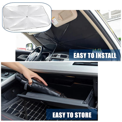 51-Inch Foldable Car Windshield Sun Shade Umbrella Visor Cover