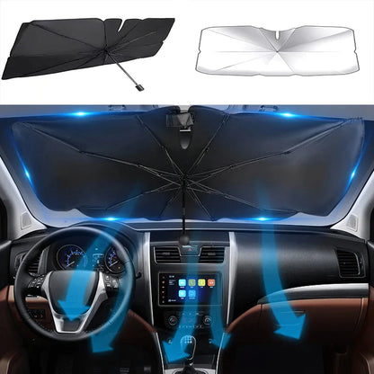 51-Inch Foldable Car Windshield Sun Shade Umbrella Visor Cover