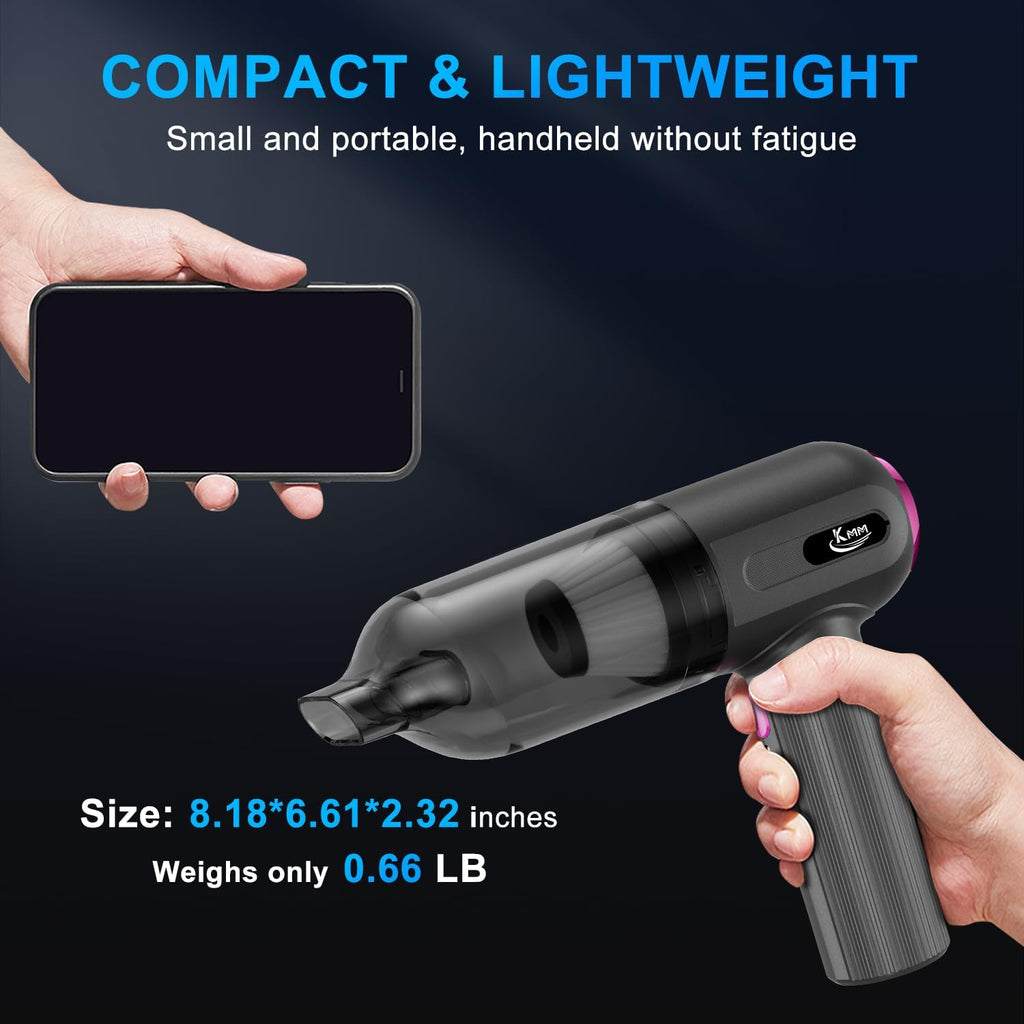 4-in-1 Handheld Car Vacuum Cleaner with 16000Pa Suction Power, 120W Adjustable Speed, LED Light, and Multi-Nozzle Attachments for Home, Office, and Pet Care