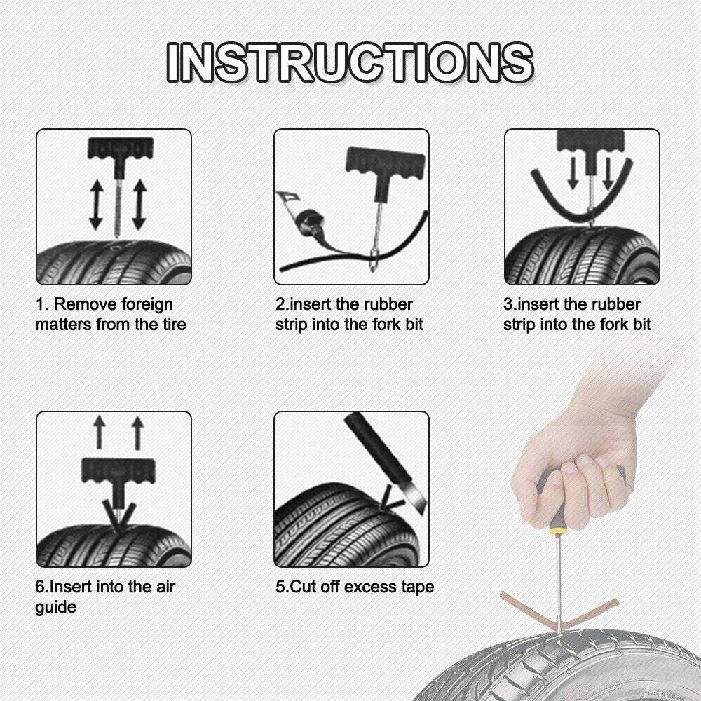 68-Piece Tire Repair Kit for Cars, Trucks, and Motorcycles - Home Use Plug and Patch Solutions