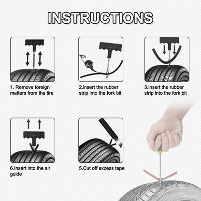 68-Piece Tire Repair Kit for Cars, Trucks, and Motorcycles - Home Use Plug and Patch Solutions