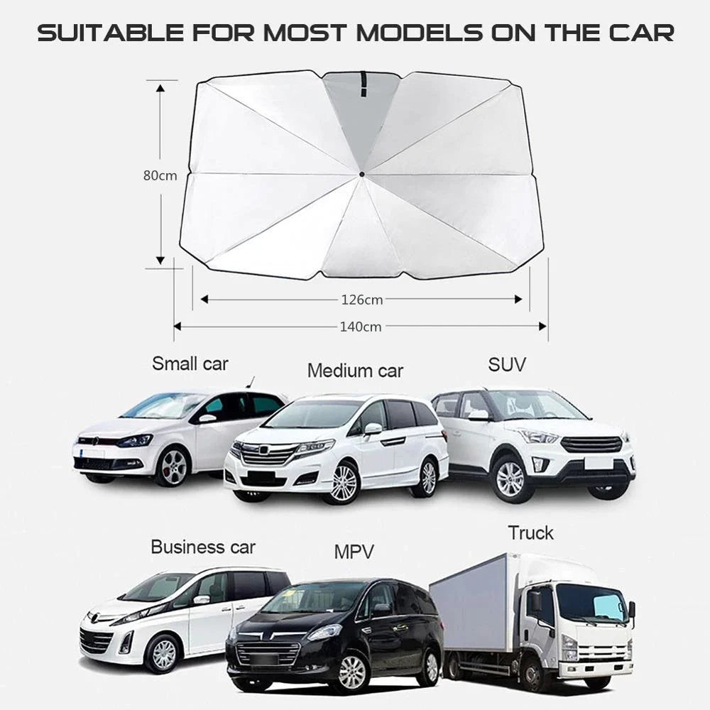 51-Inch Foldable Car Windshield Sun Shade Umbrella Visor Cover