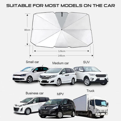 51-Inch Foldable Car Windshield Sun Shade Umbrella Visor Cover