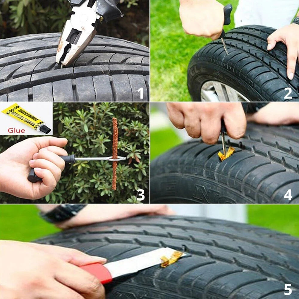 68-Piece Tire Repair Kit for Cars, Trucks, and Motorcycles - Home Use Plug and Patch Solutions