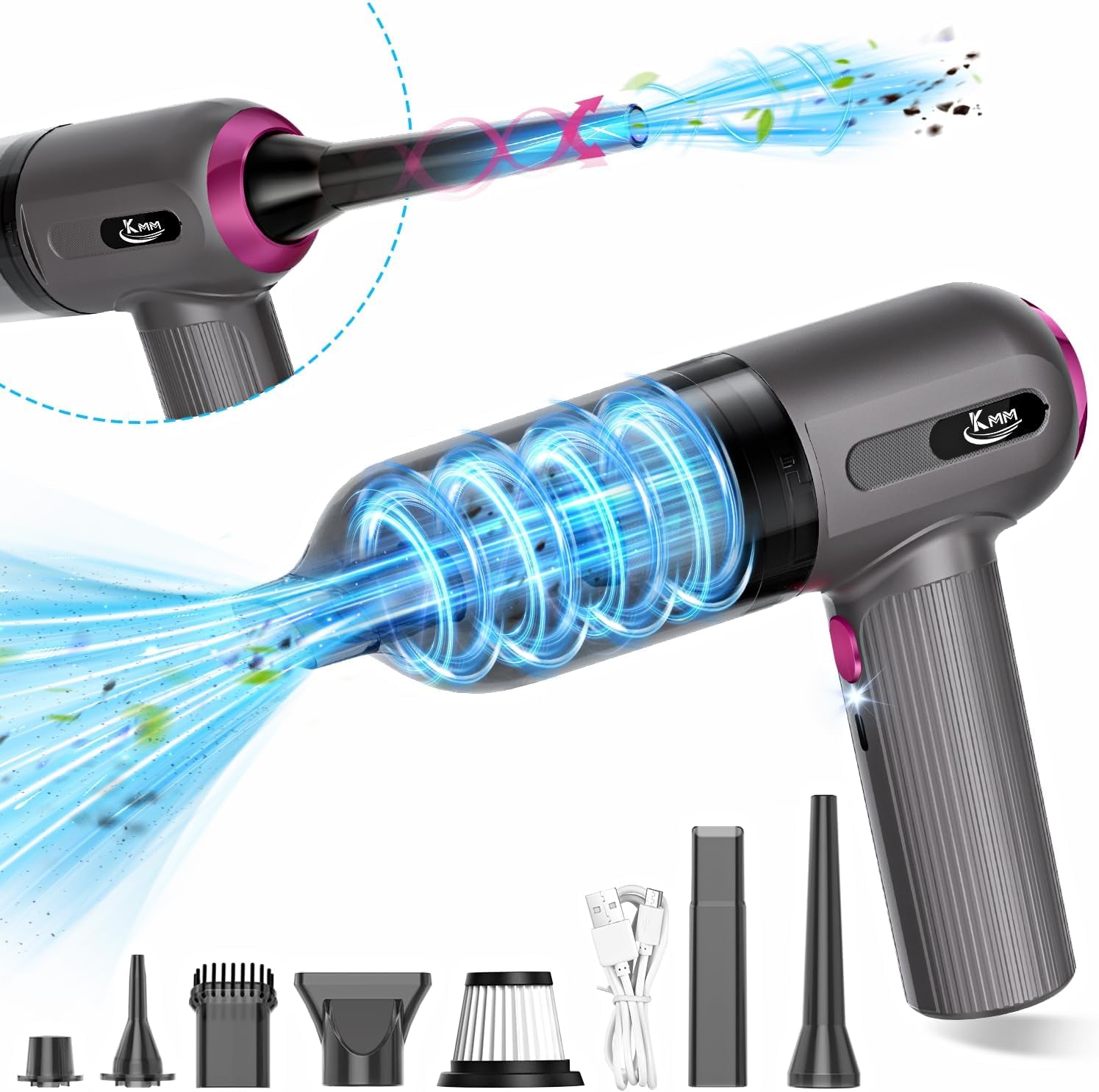 4-in-1 Handheld Car Vacuum Cleaner with 16000Pa Suction Power, 120W Adjustable Speed, LED Light, and Multi-Nozzle Attachments for Home, Office, and Pet Care